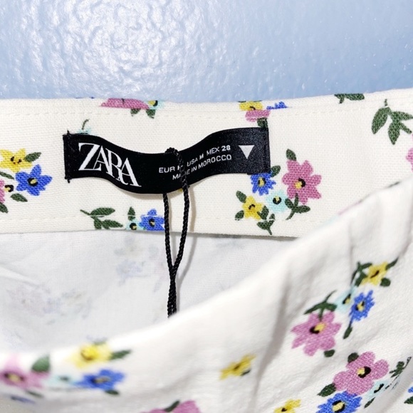Zara Floral Linen Mini Skirt Size Medium Bloggers Favorite - Picture 5 of 6